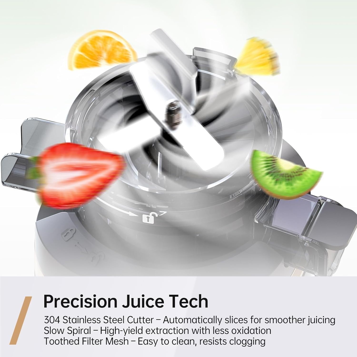 Cold Press Juicer Whole Fruit Slow Masticating 110mm Chute 150W