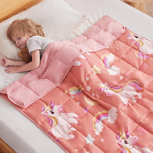 Kids Weighted Blanket 10lbs 40x60 Red Unicorn Soft Cooling Throw