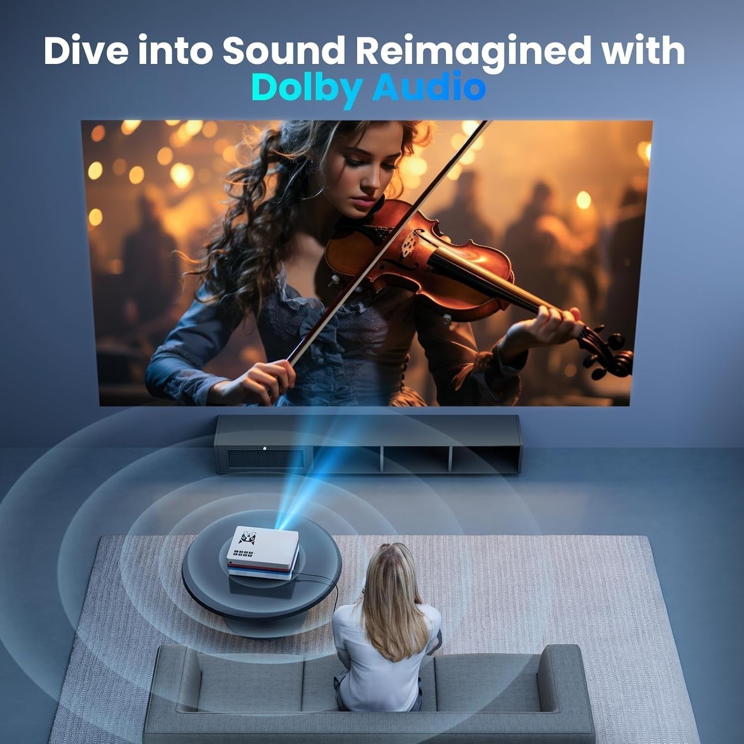 Smart 1080P Projector 25000 Lumens WiFi Bluetooth 4K Apps