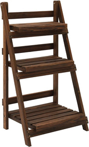 3 Tier Wooden Ladder Plant Stand Folding Garden Flower Pot Display Shelf