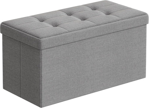 Light Grey Storage Ottoman Bench 76cm Folding Seat Footstool Bed End Stool