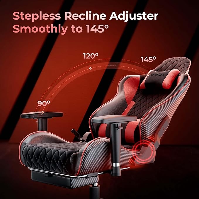 Seenda GCPro-10 Gaming Chair w/ Footrest Black & Red