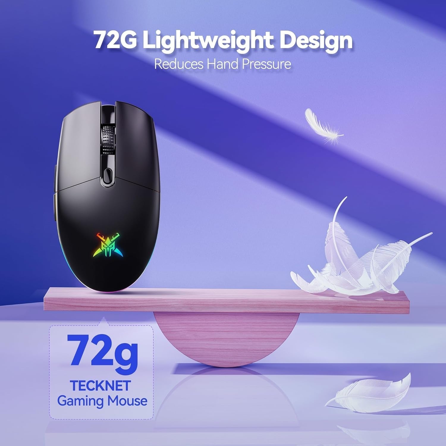 Wireless Gaming Mouse 8000 DPI RGB 72g 100H Battery