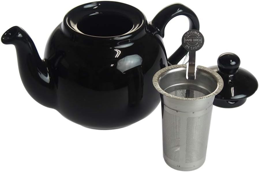 Ceramic Teapot with Infuser 600ml Gloss Black Loose Leaf Tea Pot