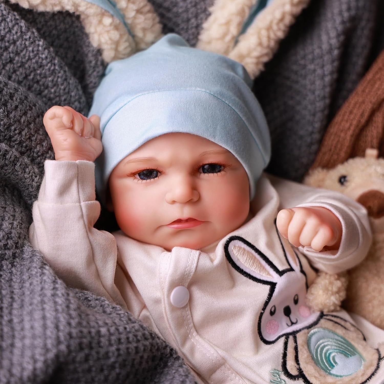 17in Lifelike Baby Boy Doll Soft Body Bunny Outfit Newborn Toy