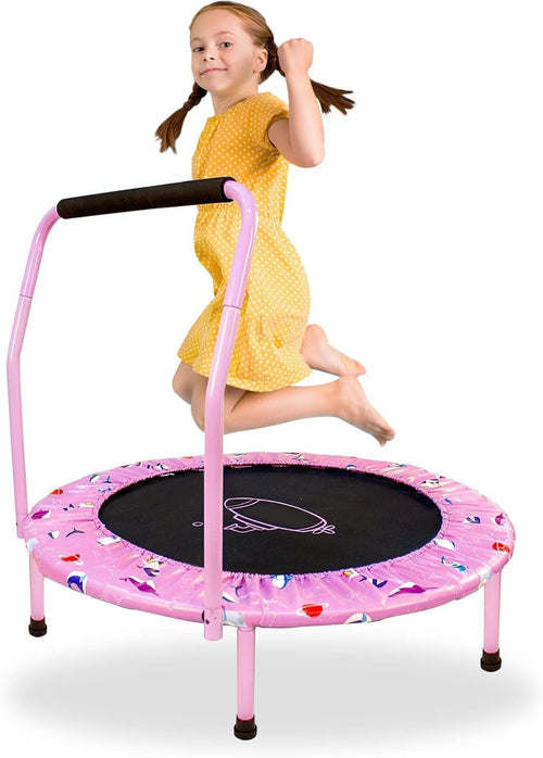 38in Kids Quiet Foldable Rebounder Trampoline Adjustable Handle