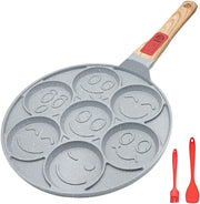 7-Hole Mini Pancake Pan Non-Stick Ceramic Kids Crepe Mold with Detachable Handle