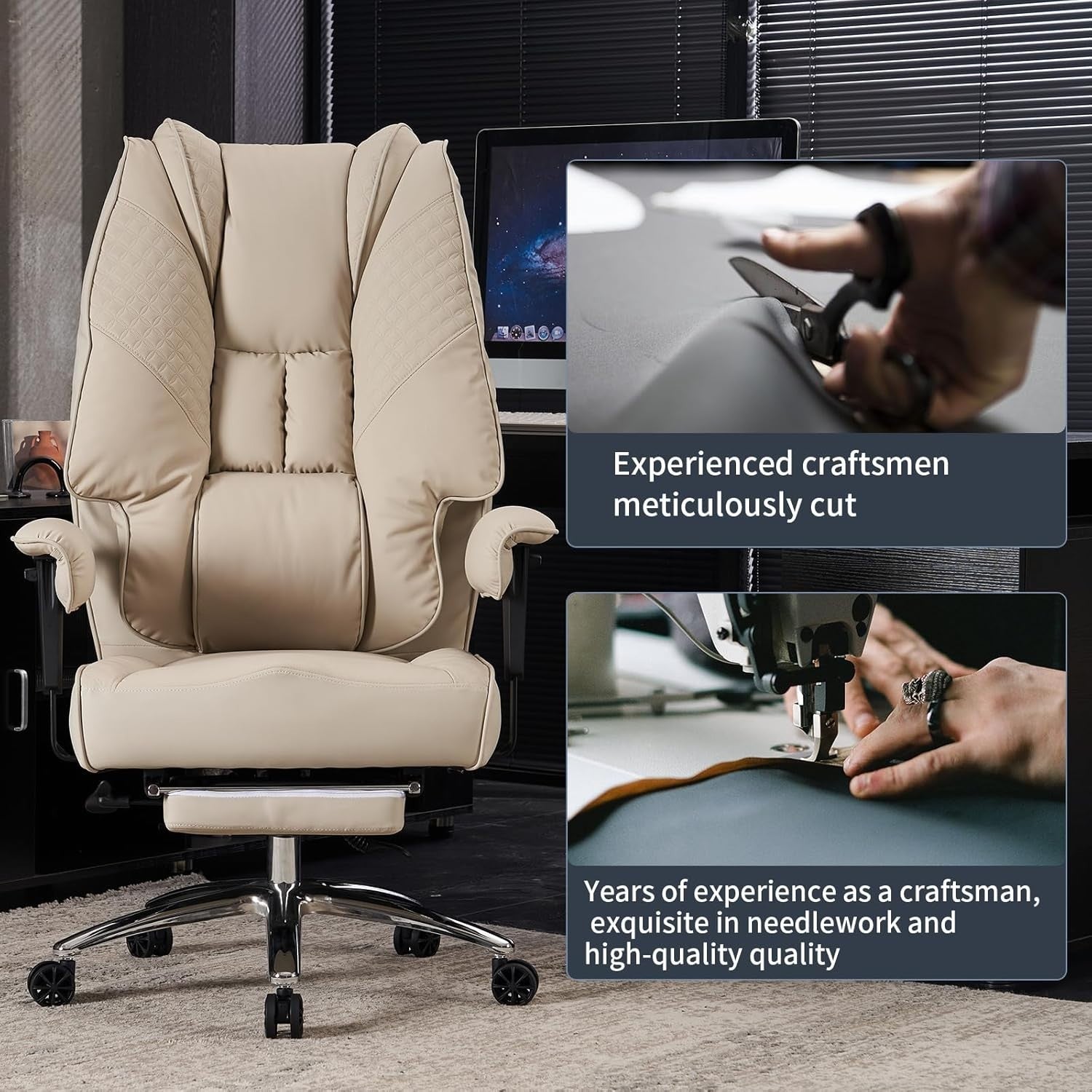 Oversized Office Chair Big & Tall Faux Leather Executive Desk Swivel 400 LBS