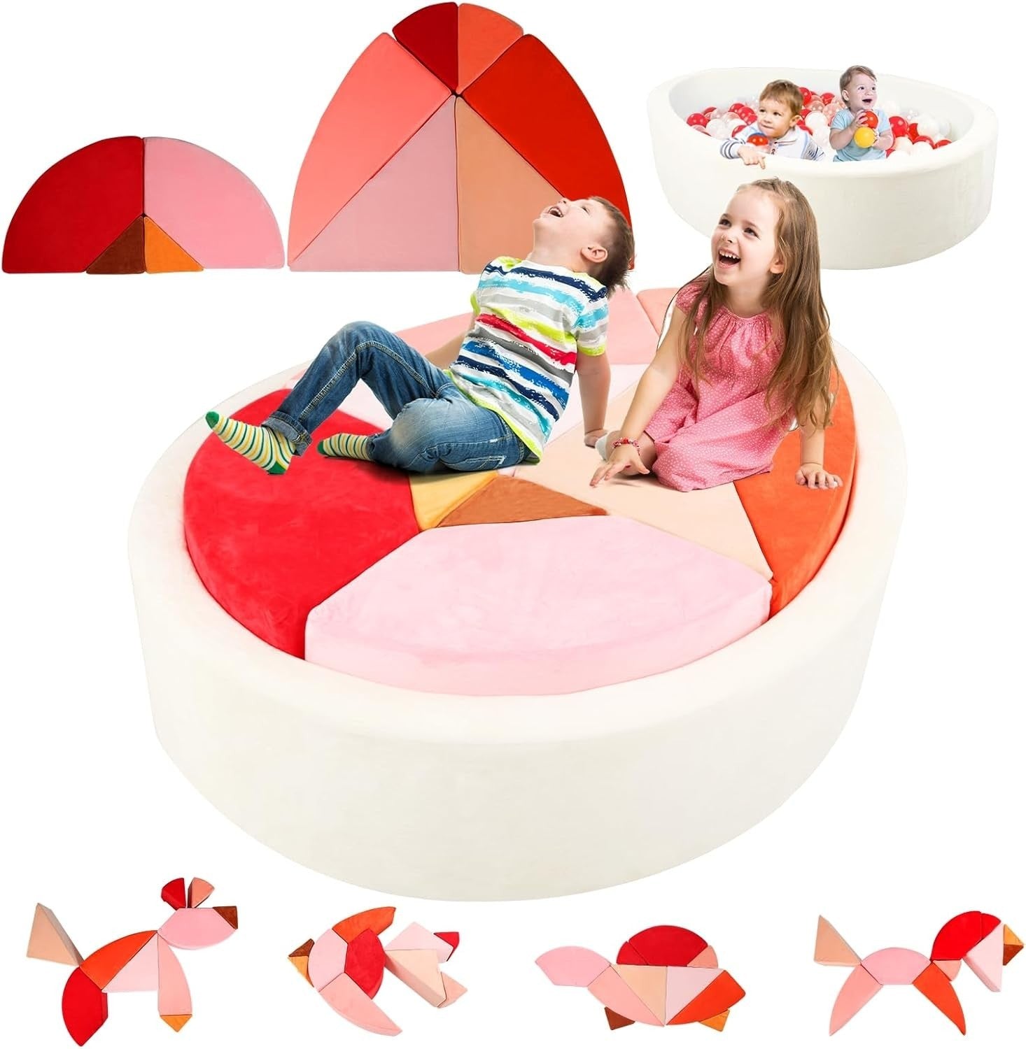 Modular Kids Egg-Shaped Play Sofa with Ball Pit – Soft, Creative Fun