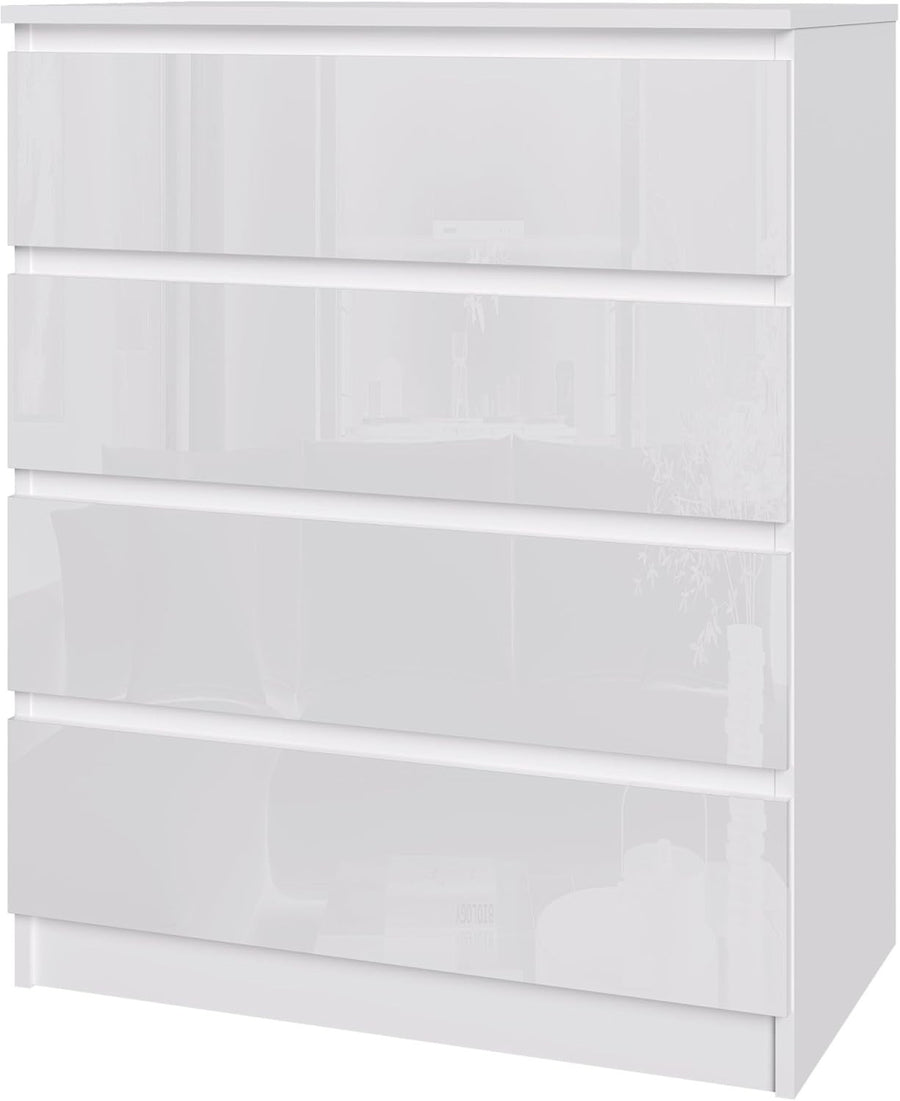 High-Gloss 4-Drawer Wooden Chest | Sleek Storage Organizer for Bedroom & Living