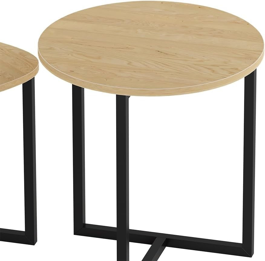 Space-Saving Nesting Coffee Tables Set 2, Round & Triangle Side End Table