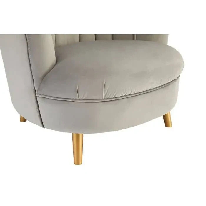 Art Deco Grey Velvet Accent Chair Gold Legs Lounge Sofa Armchair