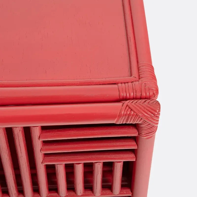 Red 2-Door Rattan Sideboard Cabinet | Modern Storage Unit | 100cm Wide