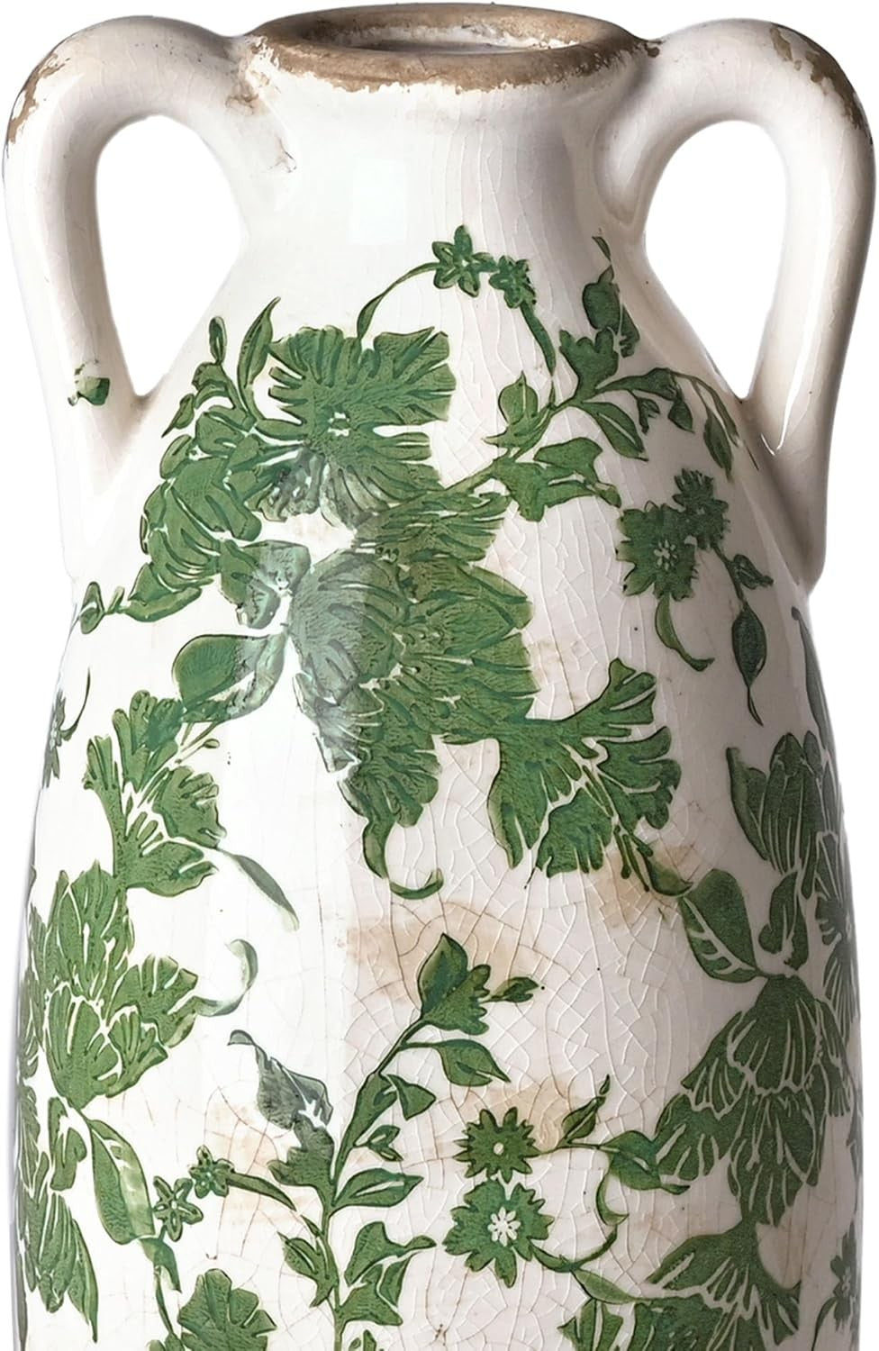 Tall Green White Ceramic Floor Vase for Pampas Grass Farmhouse Decor 13.8"