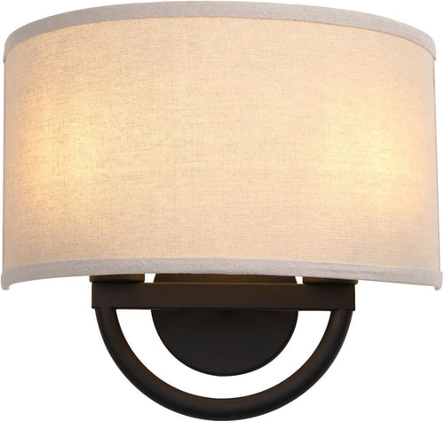 2-Light Wall Sconce with Linen Shade, Retro Antique Look, Easy Install