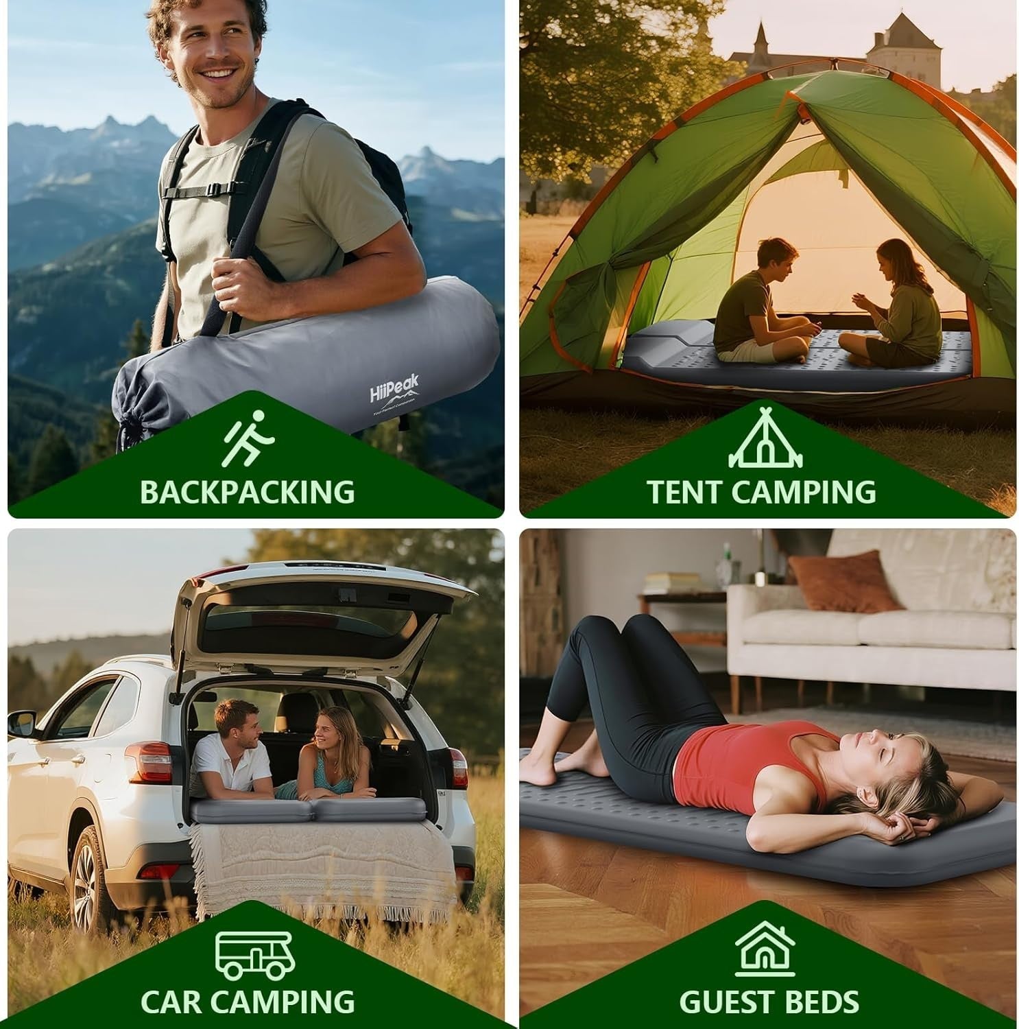Memory Foam Sleeping Pad 195x70.5x7.6cm Inflatable Camping Mat
