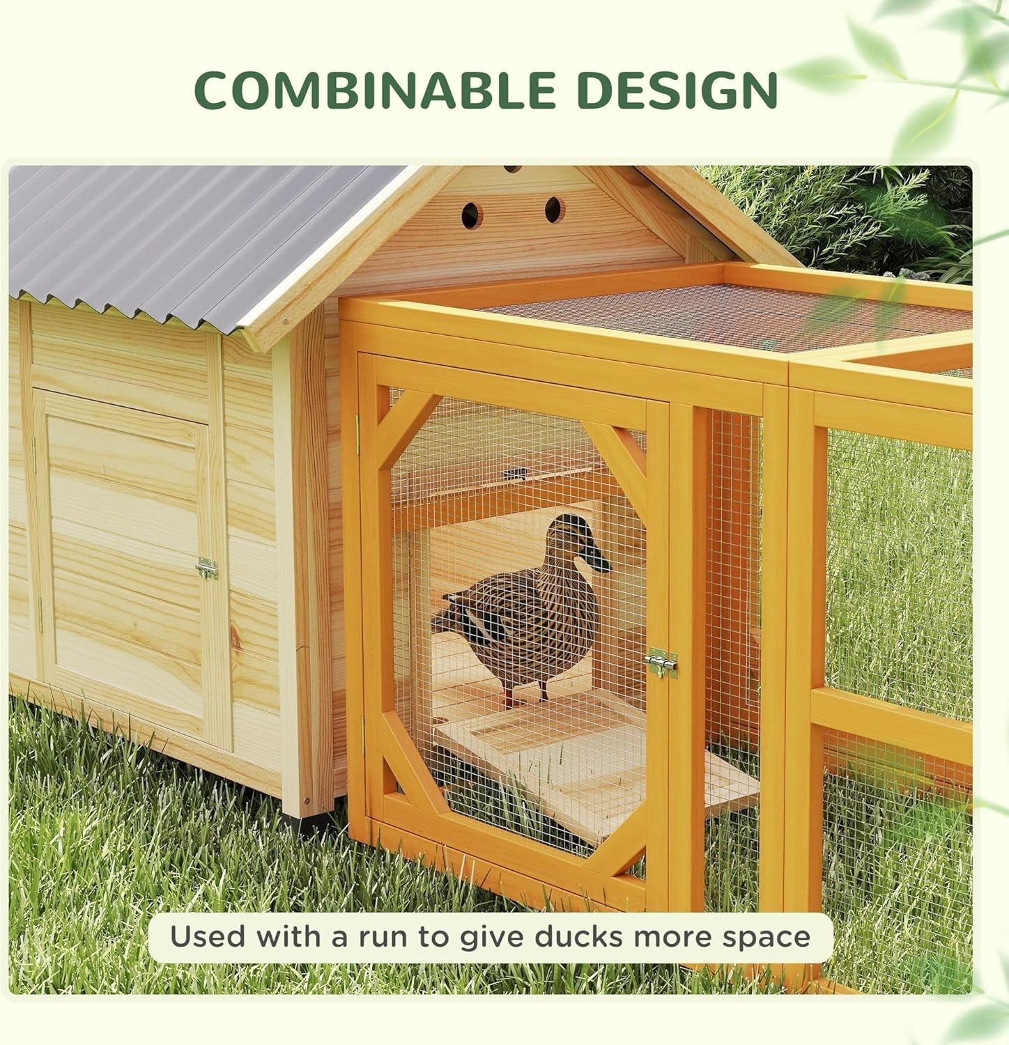 Wooden Duck House Outdoor Poultry Coop 78x90x92cm Roof