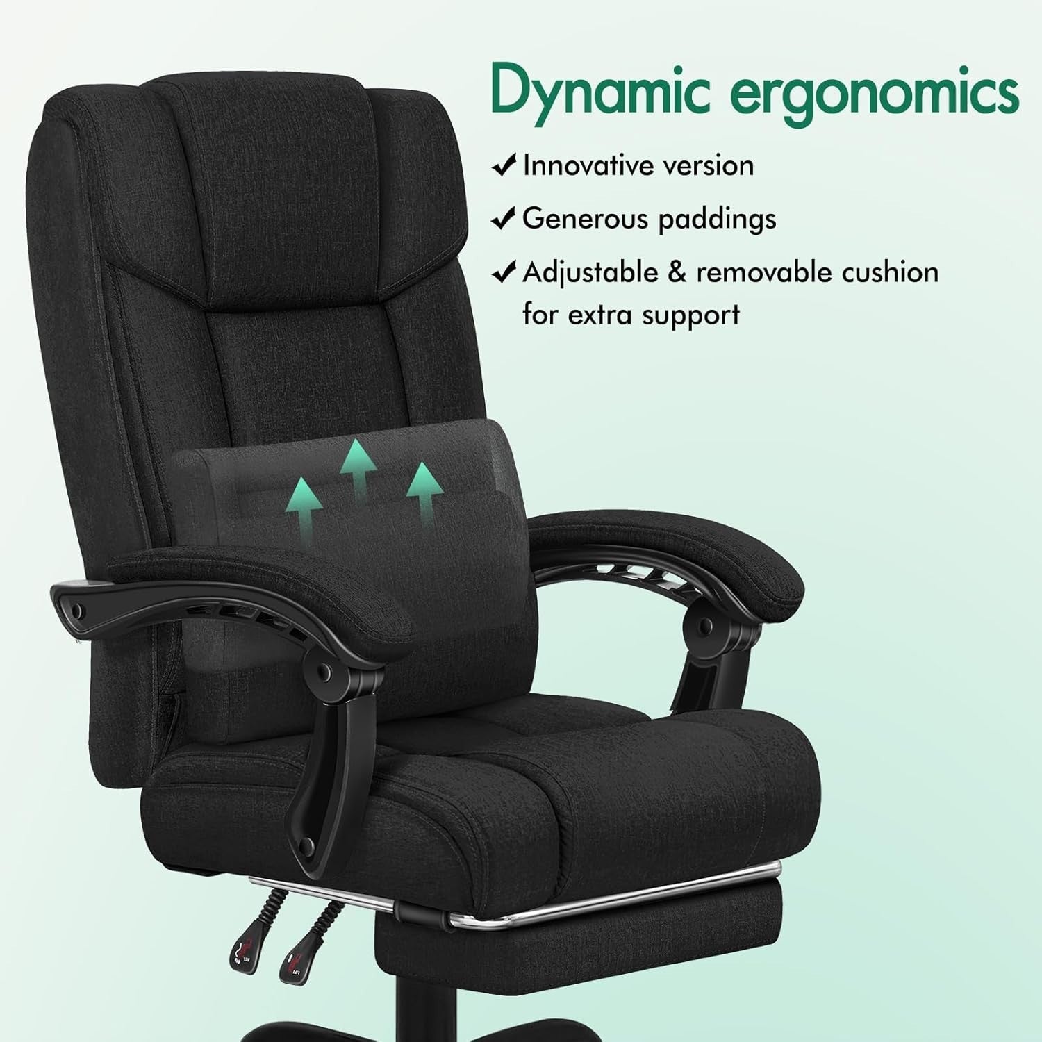 Executive Ergonomic Office Chair Desk Swivel Linen Black Lumbar Support 180KG Ti
