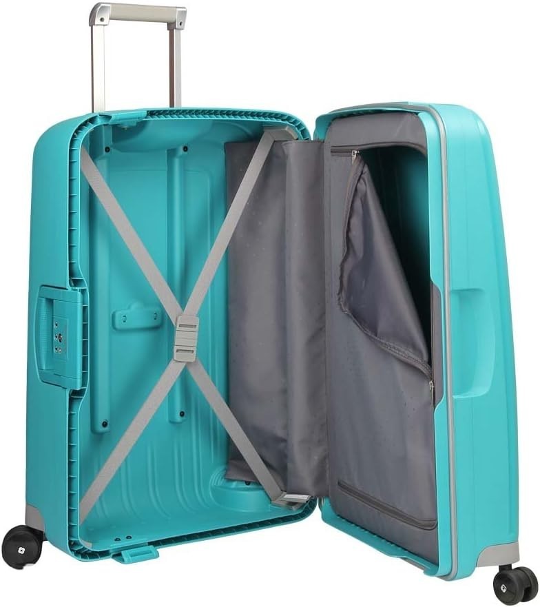 69cm Aqua Blue Medium Check In Suitcase Hard Shell TSA Lock Spinner 79L