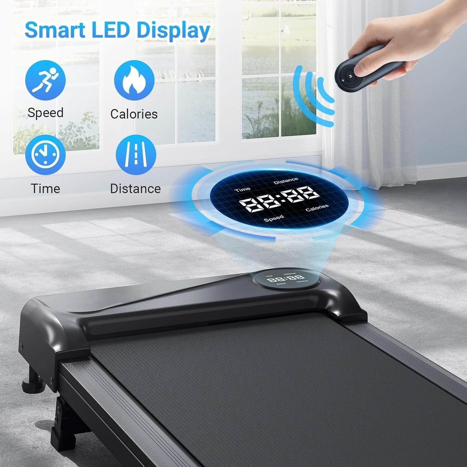Portable Under Desk Treadmill with Remote, LED Display & 6% Incline, 2.5HP Motor