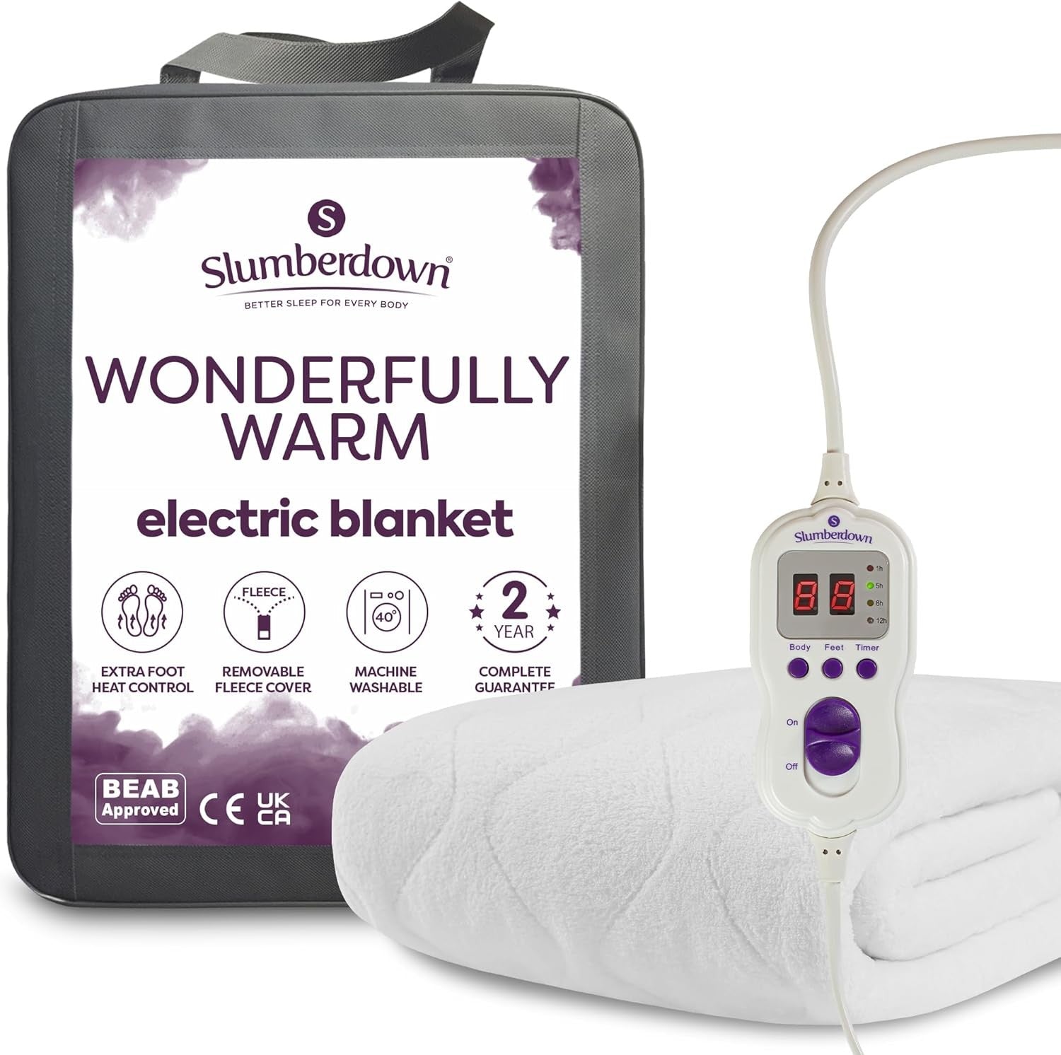 Double Electric Underblanket Multi Zone 9 Heat Settings Washable 150x120cm