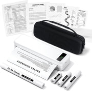 Portable A4 Thermal Printer Bluetooth Inkless + 4 Rolls & Case
