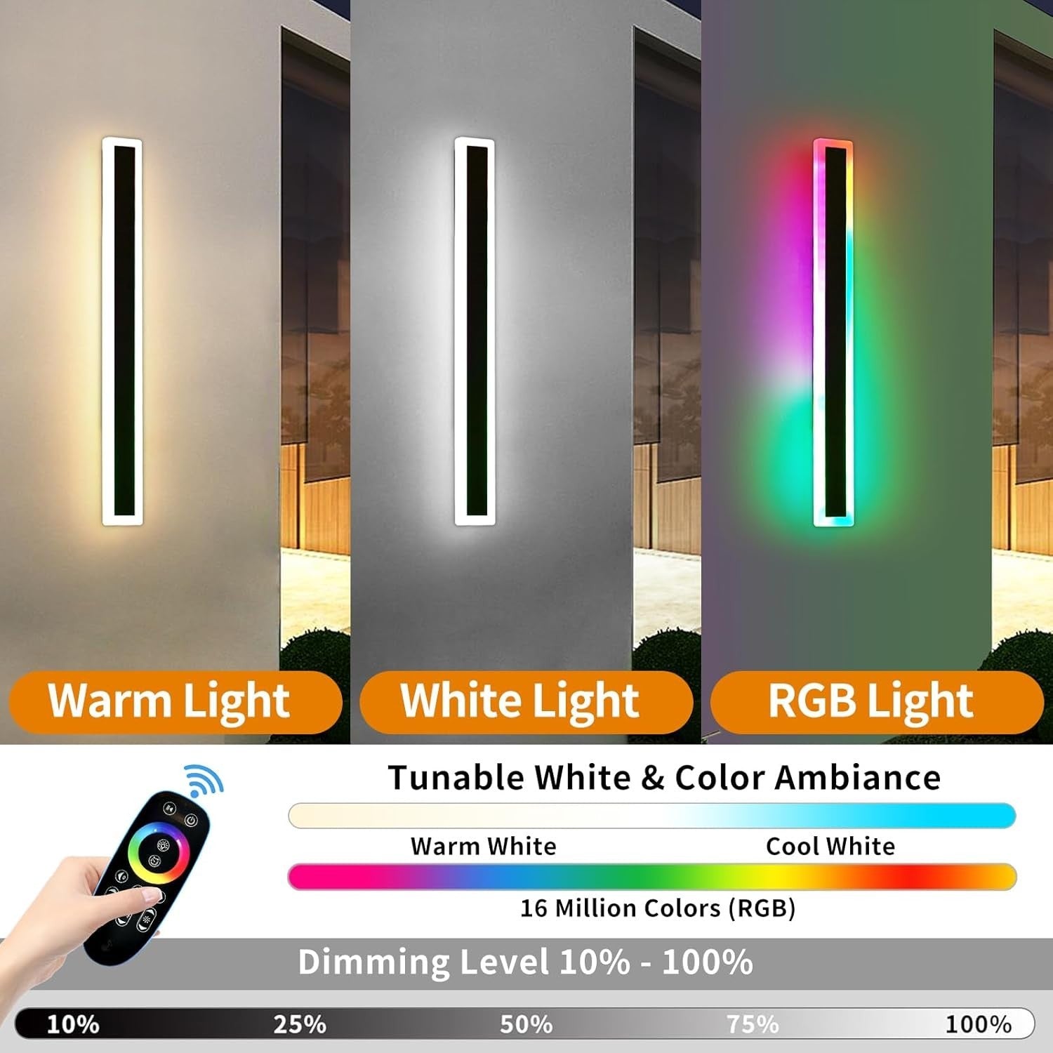 RGB Outdoor Vertical Wall Lights 2Pack 100CM LED Color Changing Dimmable