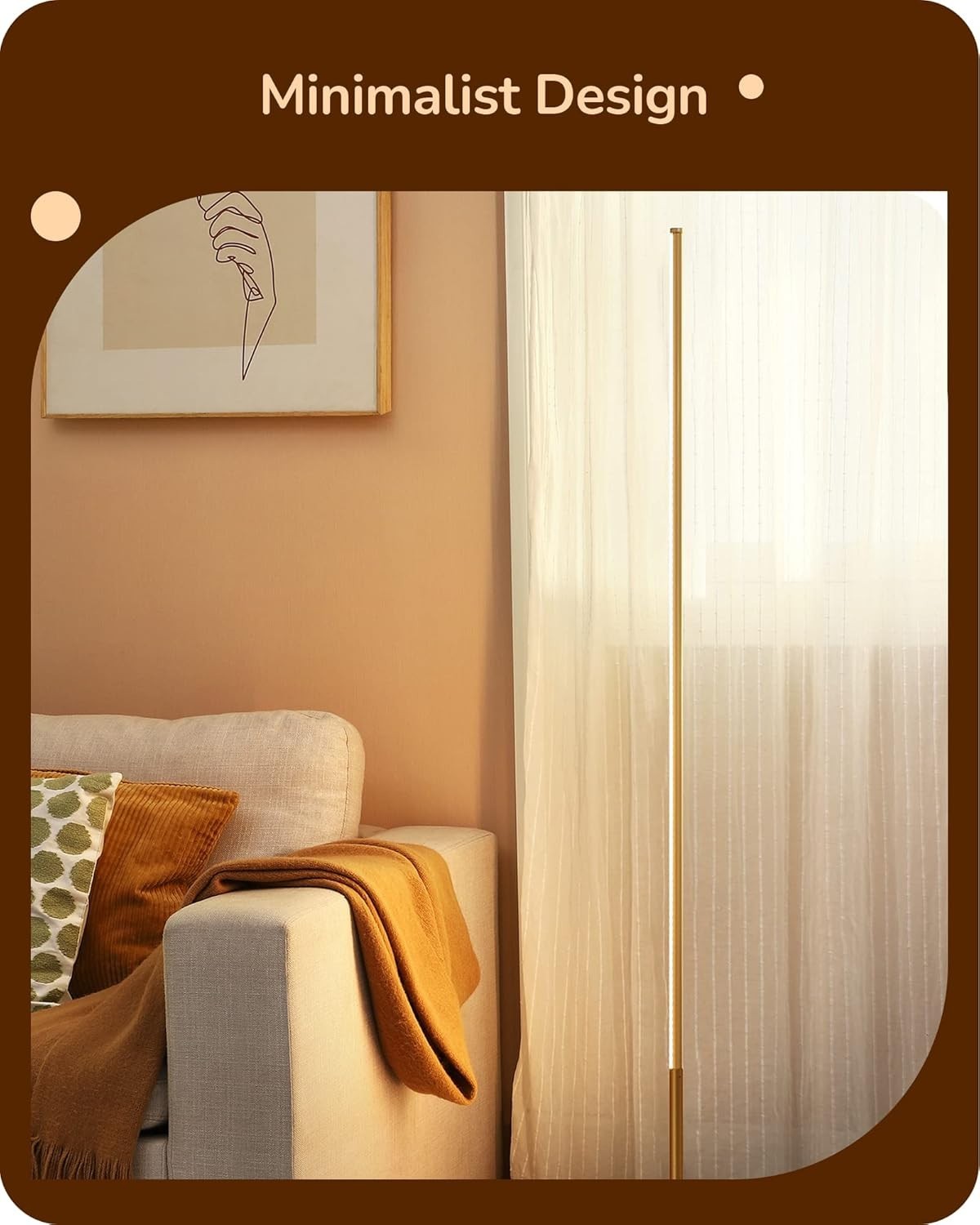 2 Pack Dimmable LED Floor Lamp 57.5" Slim Standing Light Warm White