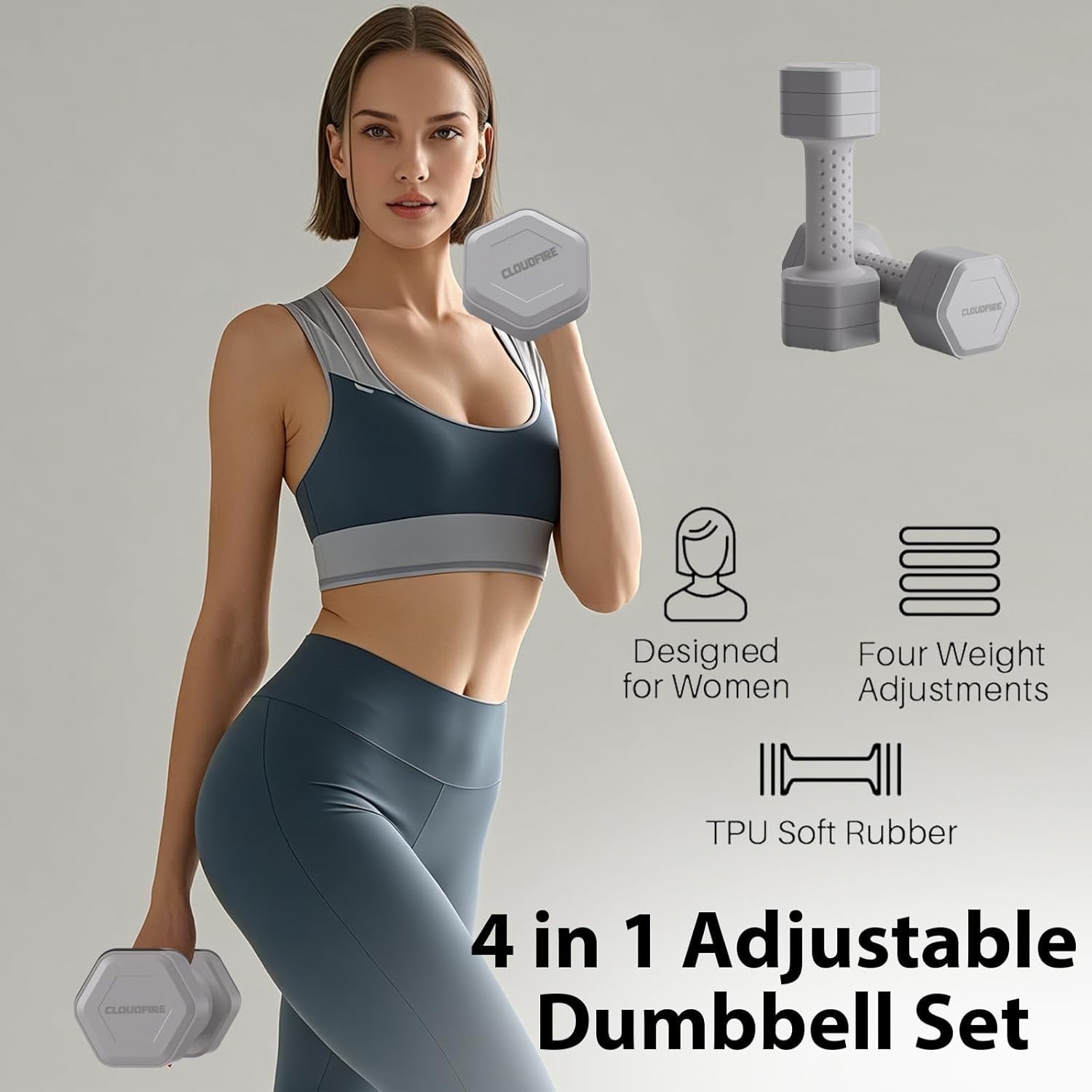 Adjustable Dumbbell Set 2–5lb Rotating Hand Weights Non Slip Home Gym