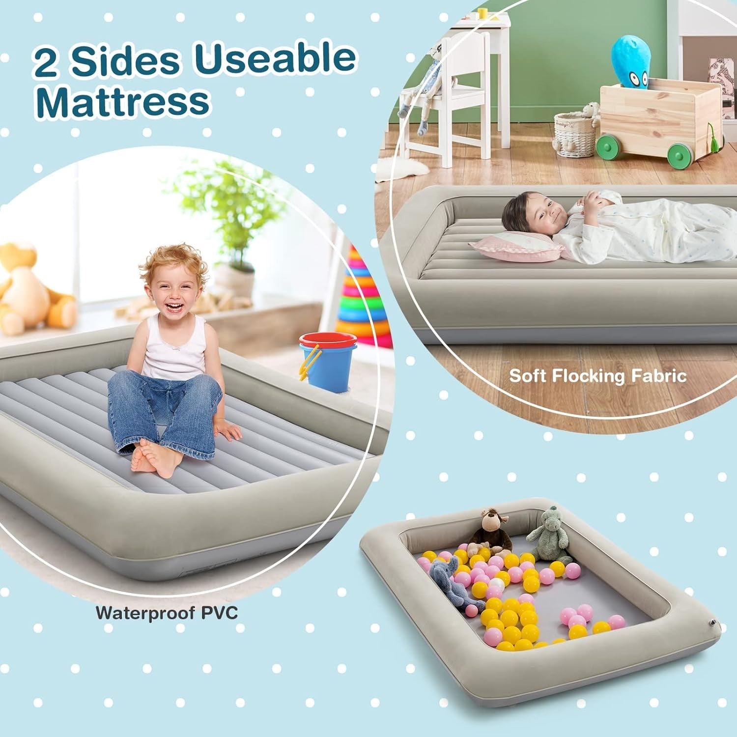Kids Inflatable Travel Bed with Electric Pump – Portable Air Mattress for Campin