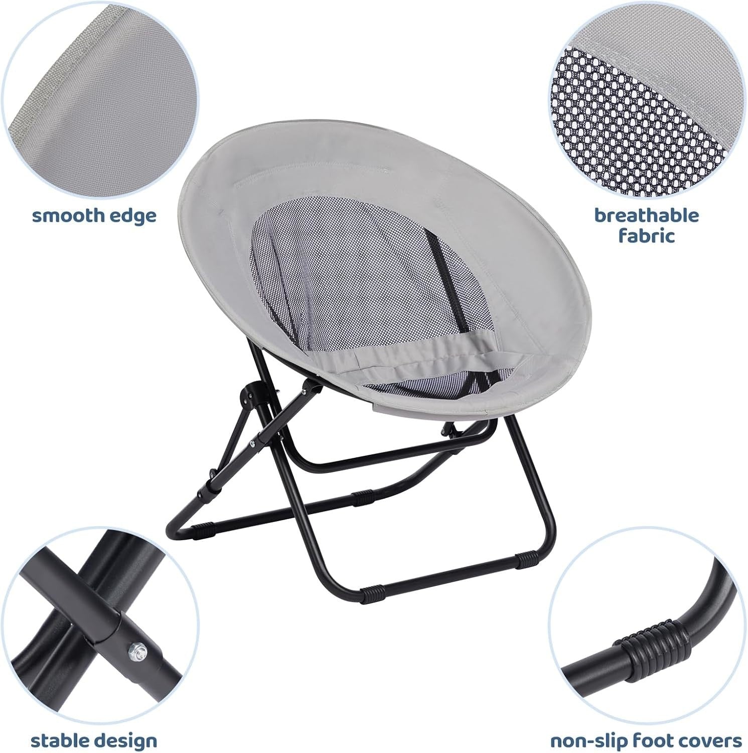 Plush Folding Saucer Chair - Portable Round Armchair for Living Room & Bedroom