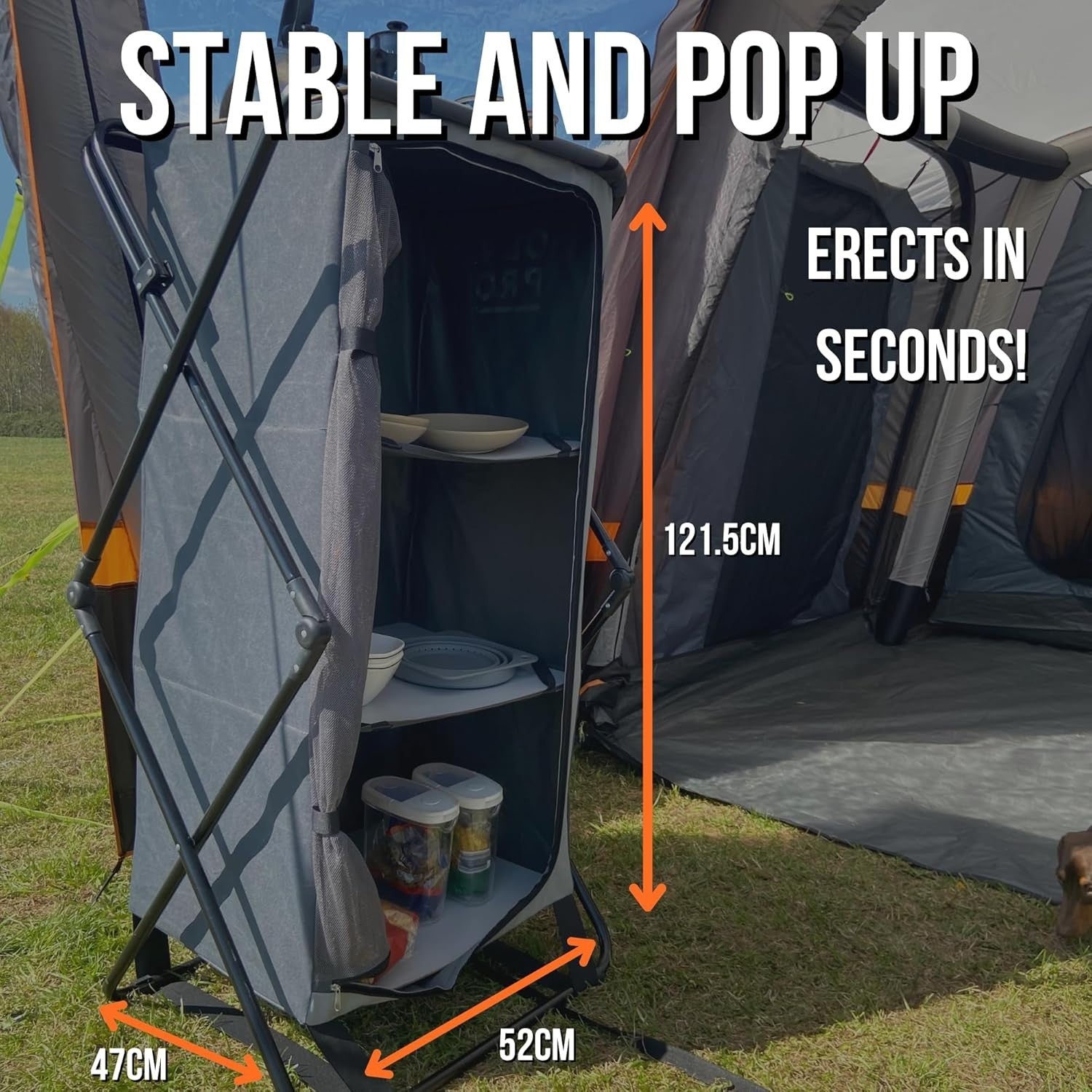 Camping Kitchen Cupboard Unit Foldable Storage Rack BBQ Picnic Stand