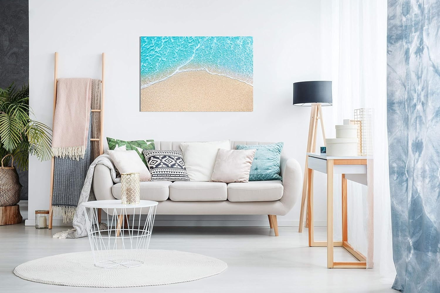 Turquoise Ocean Wave Canvas Wall Art Coastal Beach Picture Living Room 18x12