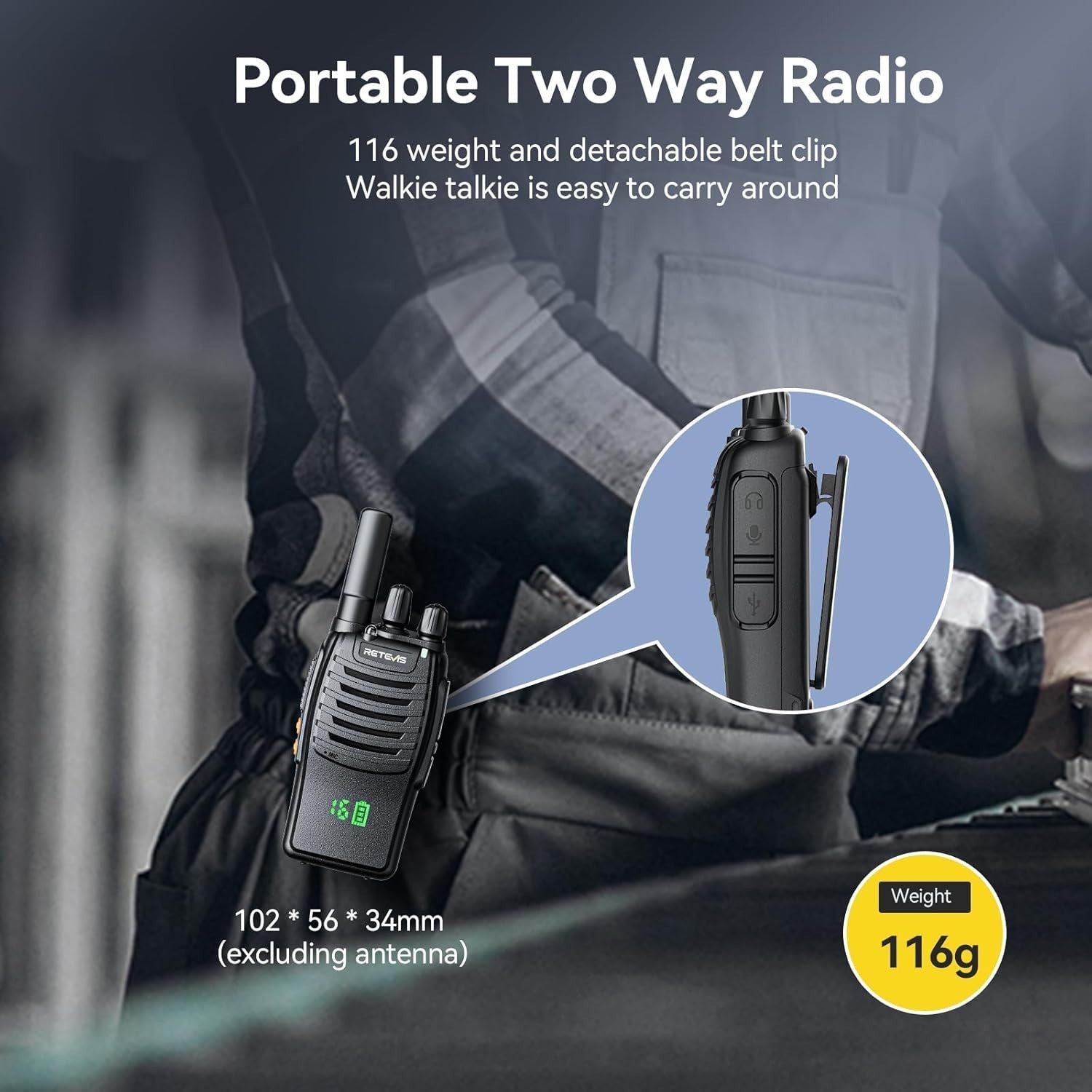 Walkie Talkies 10 Pack with Screen USB-C Rechargeable VOX License Free