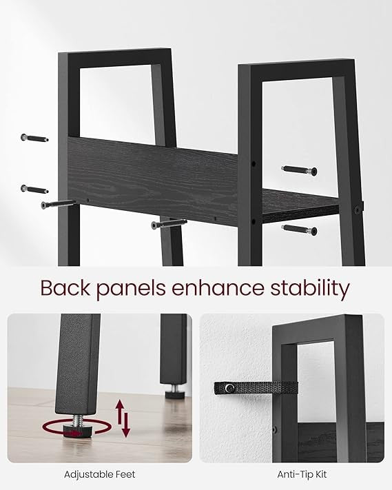 5-Tier Narrow Ladder Shelf Tall Display Storage Unit Industrial Bookcase