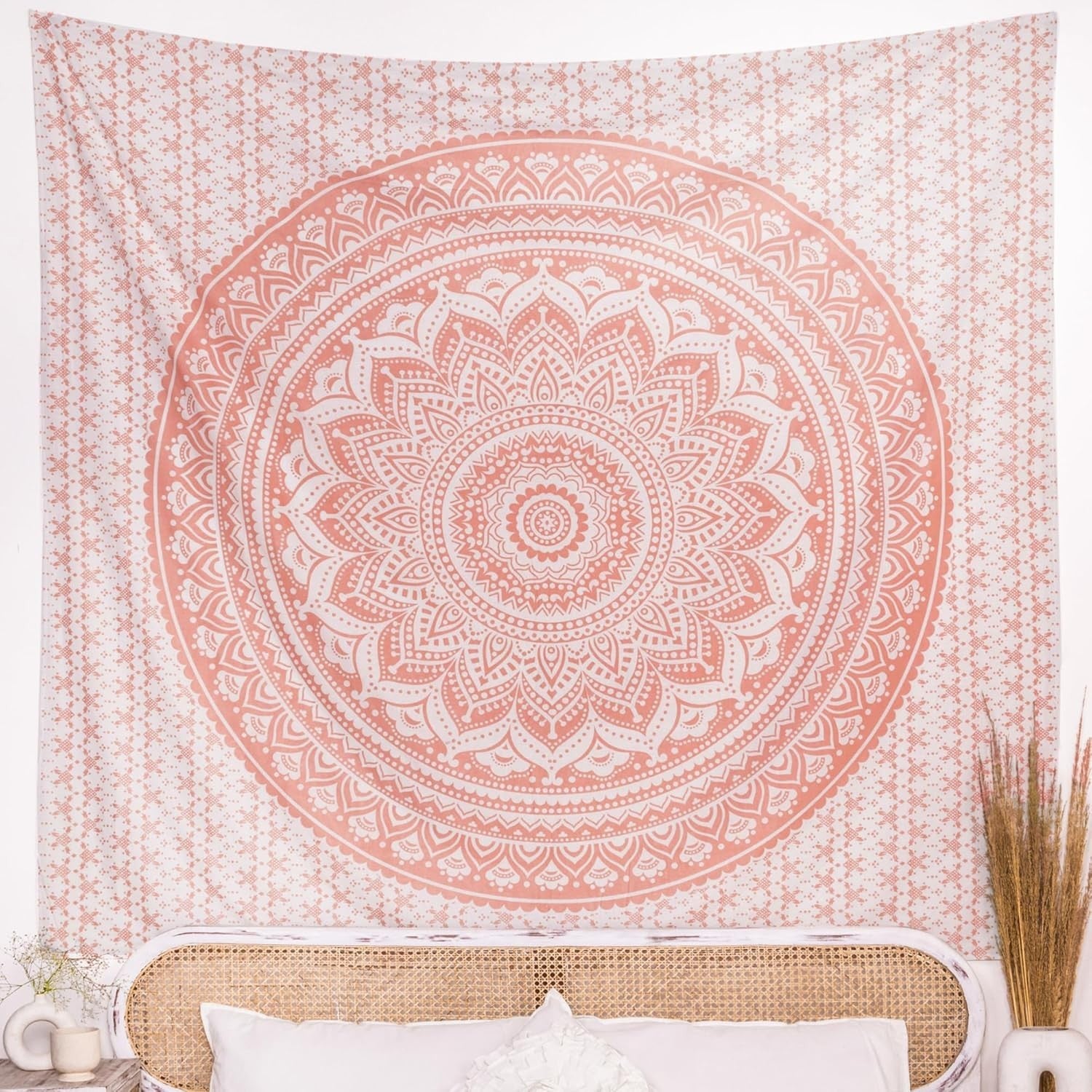 Rose Gold Mandala Cotton Tapestry 137x213cm Boho Wall Decor