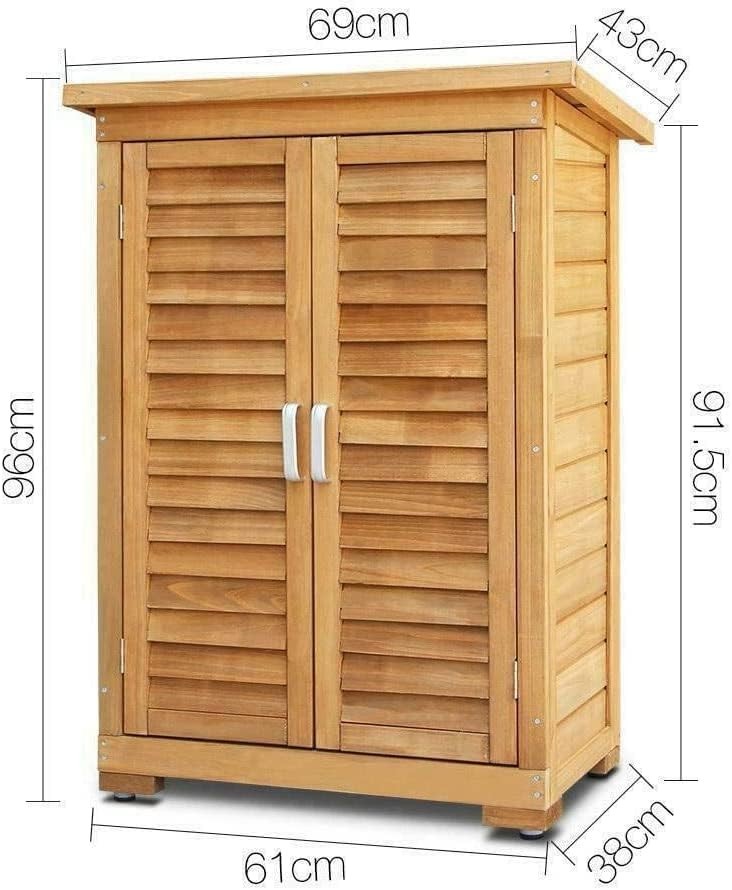 Wooden Garden Tool Shed 69x43x96cm Outdoor Storage Cabinet Natural