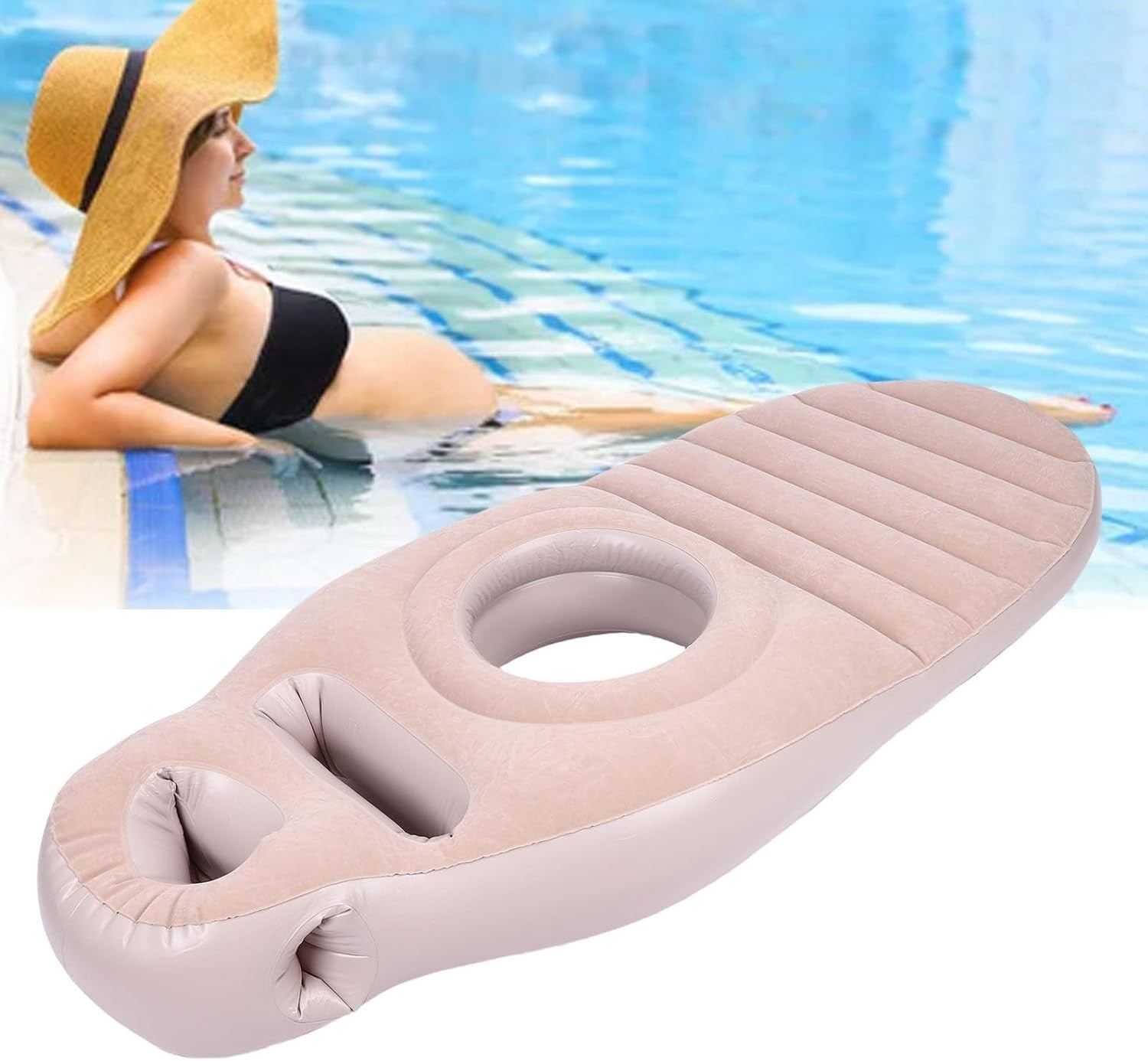 Inflatable Pregnancy Body Pillow Full Body Maternity Belly Hole Grey