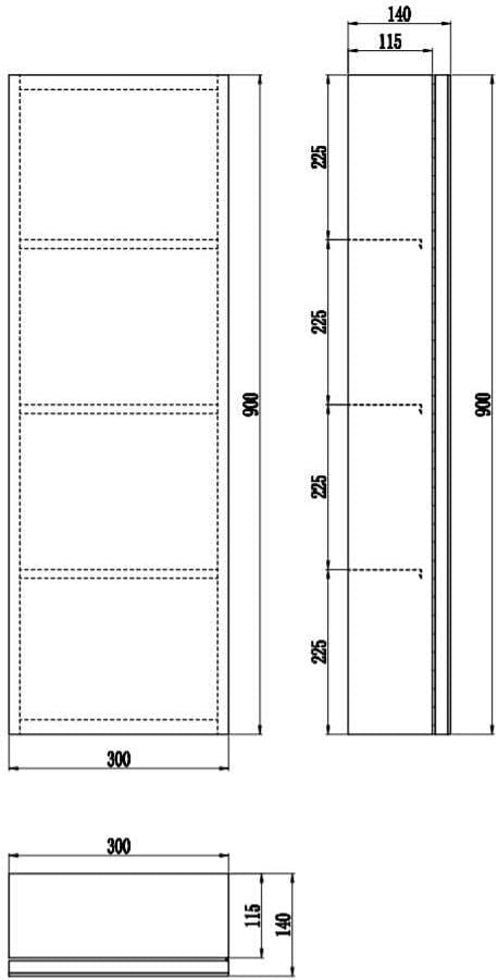 Bathroom Mirror Cabinet Wall Storage, Tall Slim Stainless Steel Unit 900mm