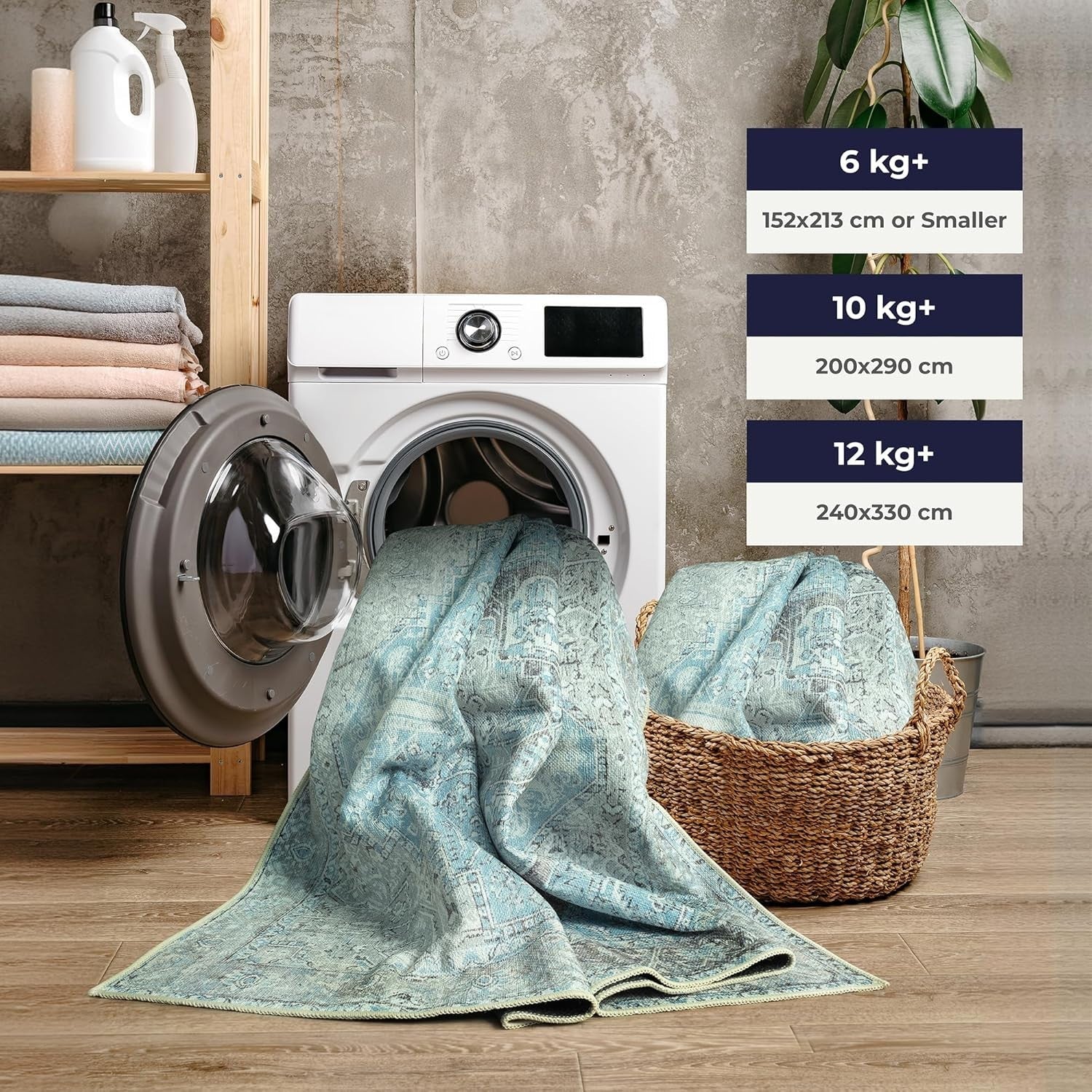 Washable Runner Rug 80x150cm Light Blue Non-Slip Soft Hallway Kitchen Floor Mat