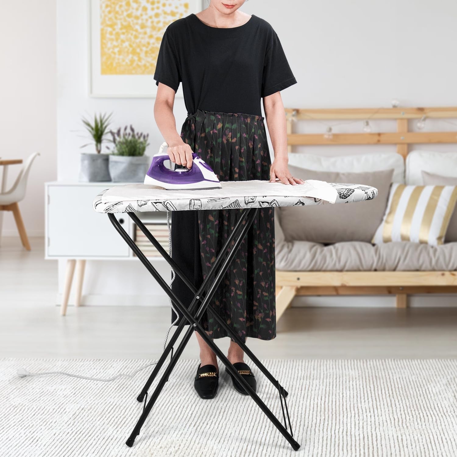 Compact Ironing Board Foldable Heat Resistant Cover Easy Storage