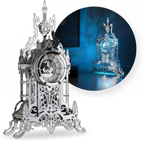 LED 3D Tower Clock Puzzle with Color-Changing Lights, DIY Decor Gift