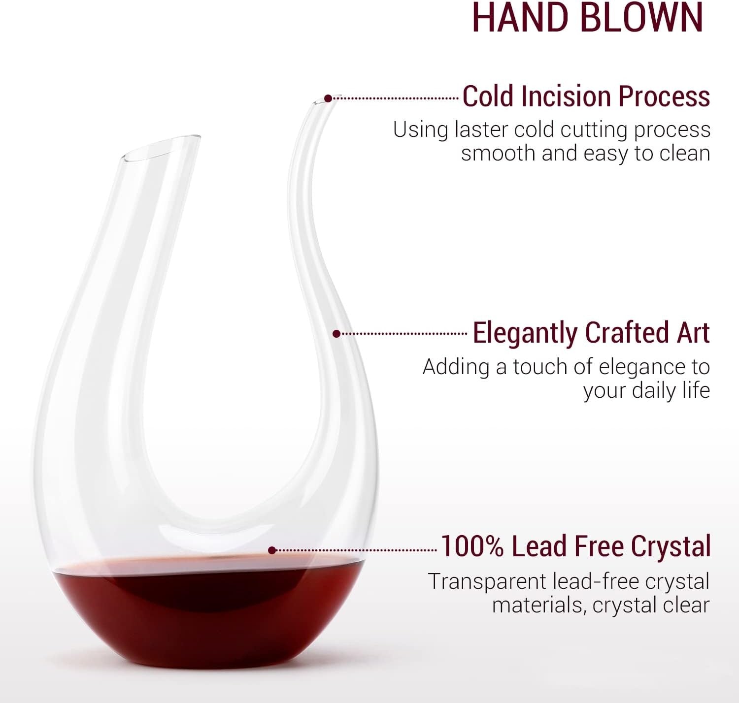 1500ml Swan Neck Wine Decanter Crystal Aerator with Cleaning Tools Gift Set