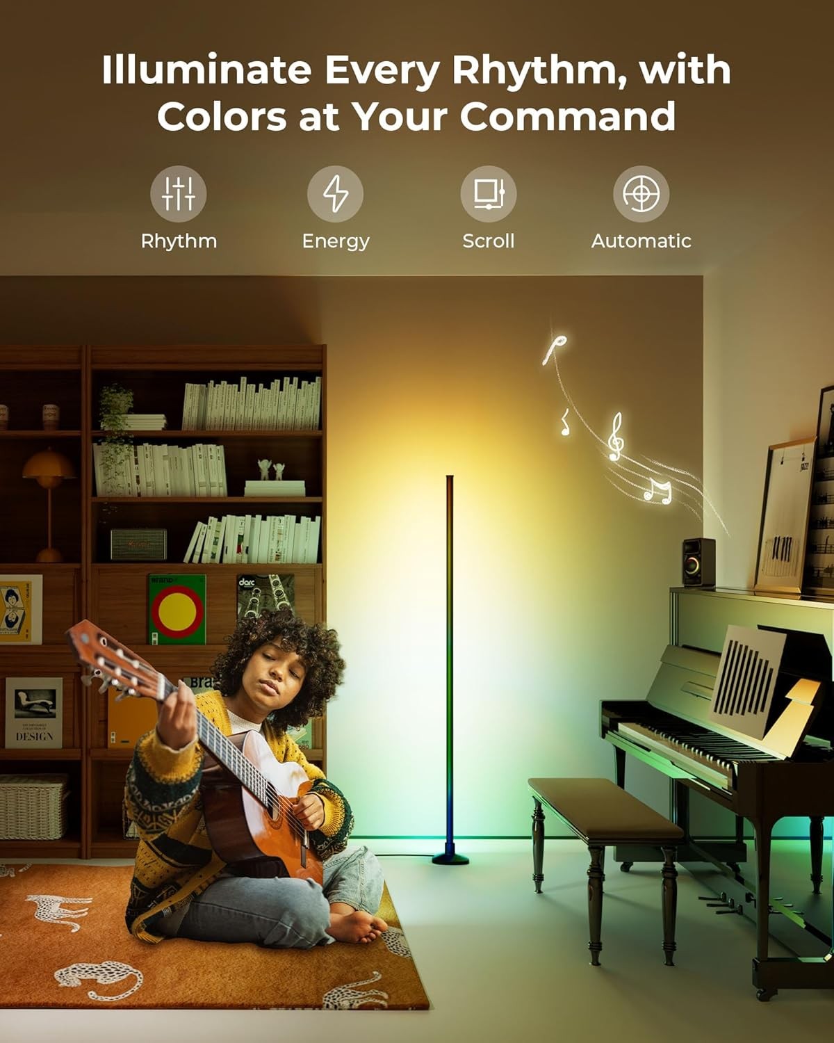 Smart RGB Corner Floor Lamp App Remote Music Sync Dimmable Mood Light