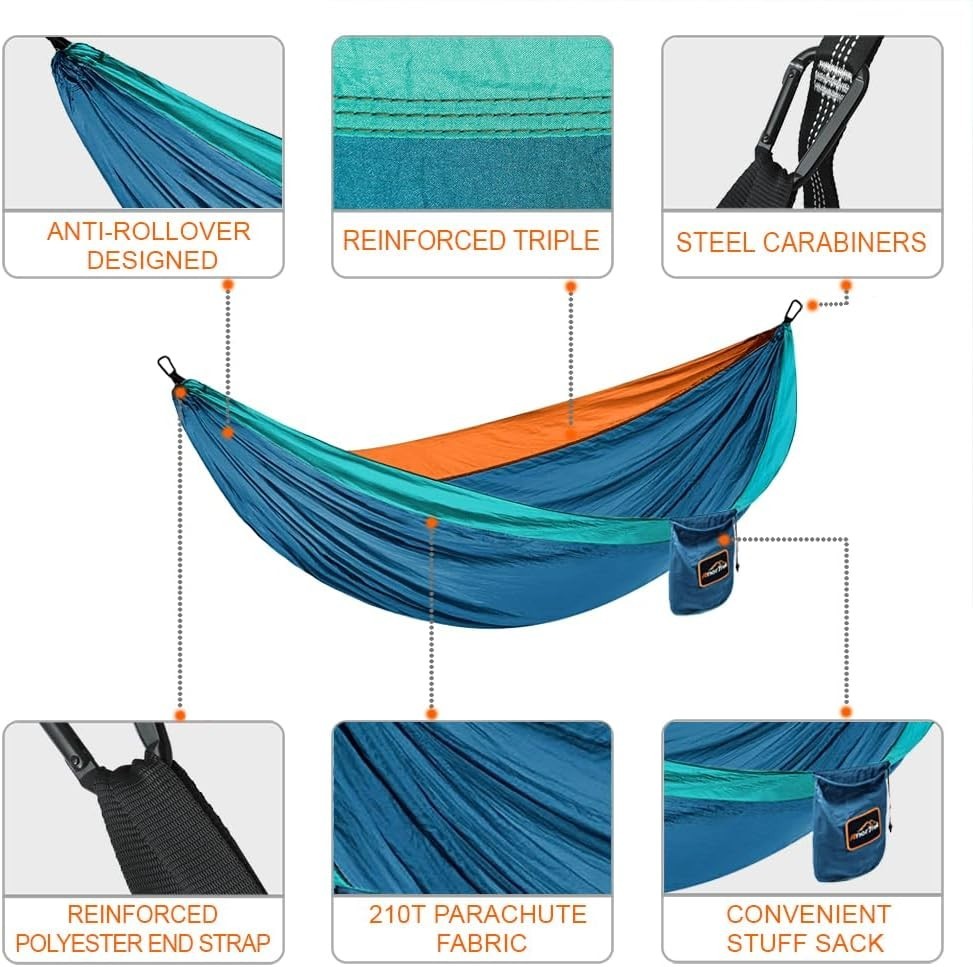 Ultra-Lightweight Outdoor Camping Hammock with Tree Straps & 250kg Load