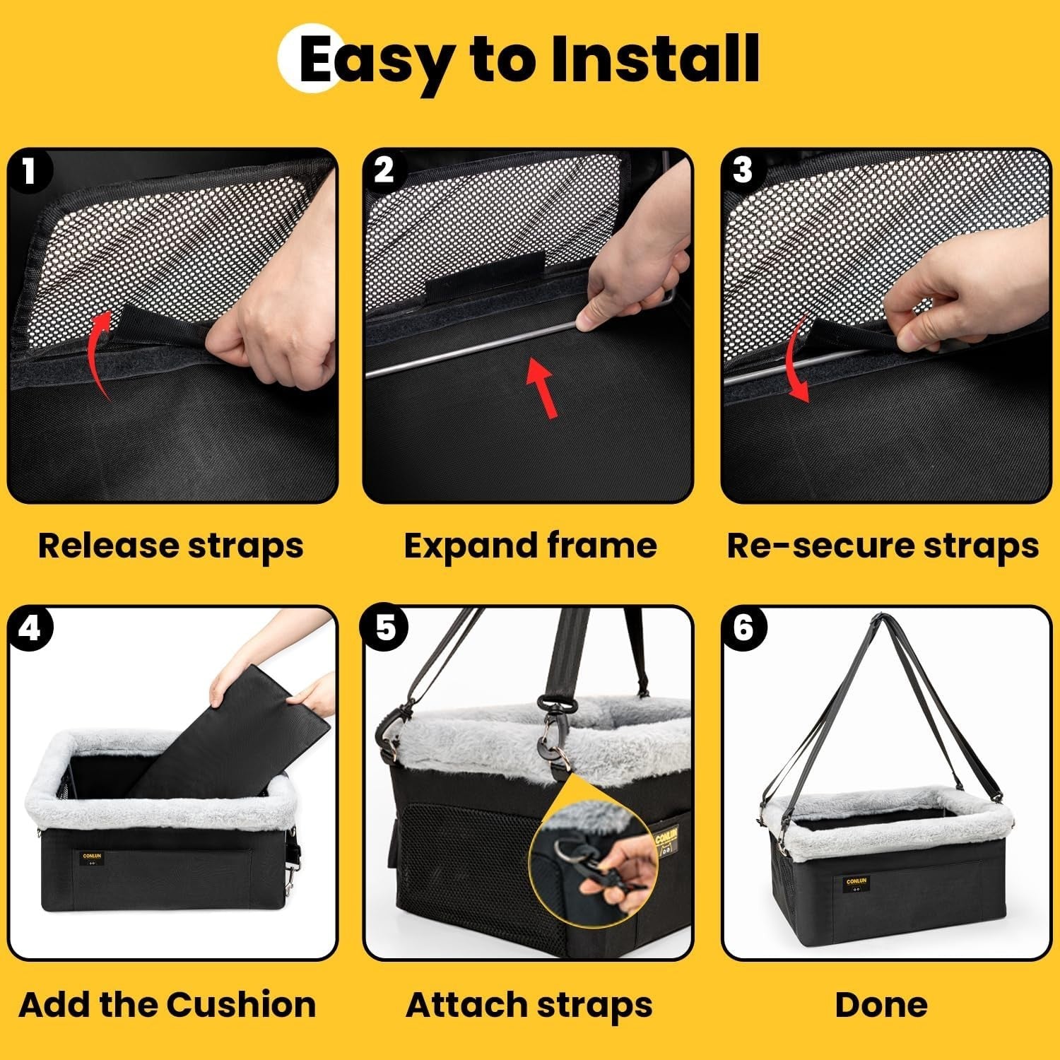 Elevated Dog Car Seat Booster Bed Small Dogs Safety Tether Travel Seat