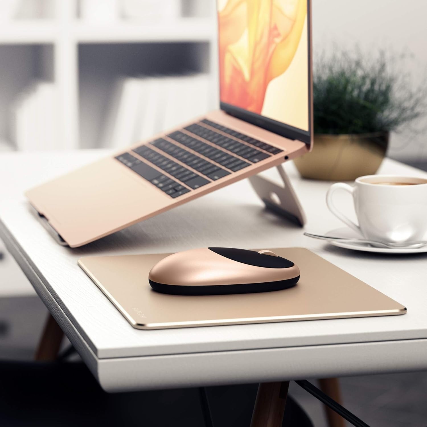 Wireless Bluetooth Mouse USB-C Rechargeable Gold Aluminium Slim Silent Clicks