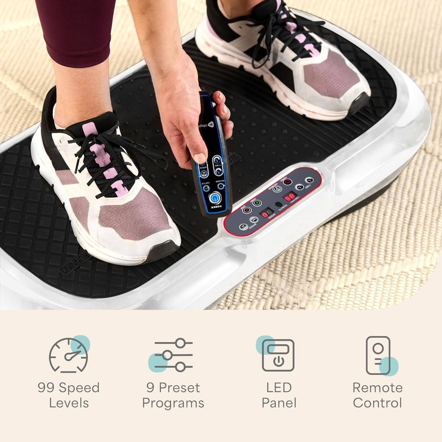 White Vibration Plate Exercise Machine Full Body Workout 99 Speeds