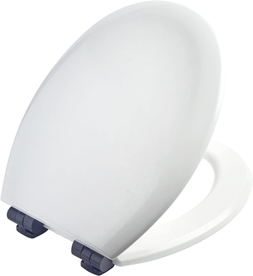 White Soft Close Toilet Seat Black Hinges Ultra-Fix Easy Clean 145–165mm