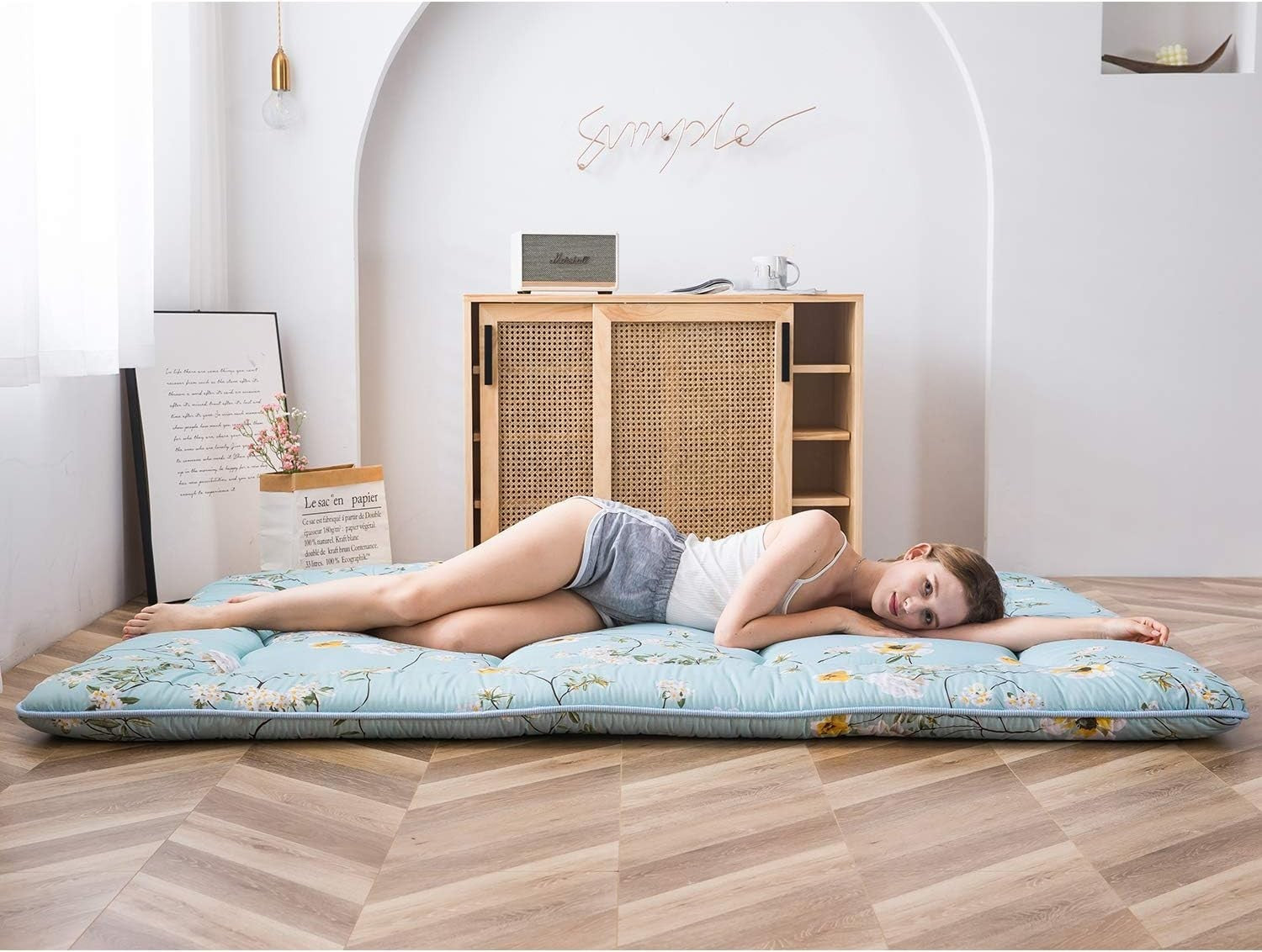 Thick Japanese Floor Mattress Futon Roll-Up Sleeping Pad Tatami Mat Double Bed